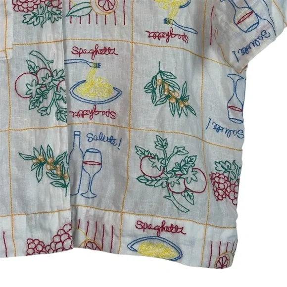 Magaschoni White Blouse with Colorful Print - Picture 4 of 7